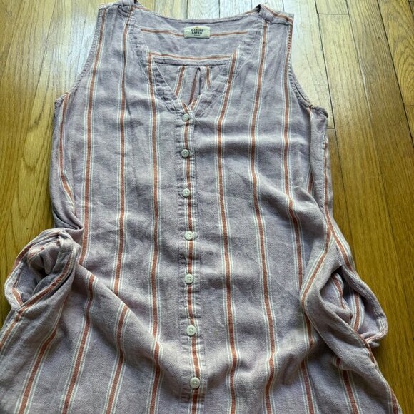 Marine Layer Size M Purple Lavender Stripe Linen Blend Lake Tank Dress - Picture 15 of 16